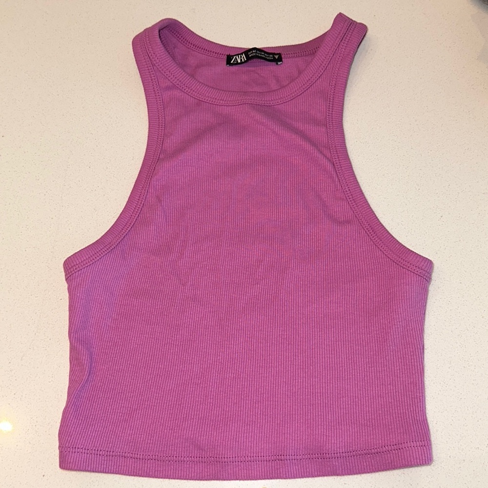 Zara - high neck tank - hot pink - Medium